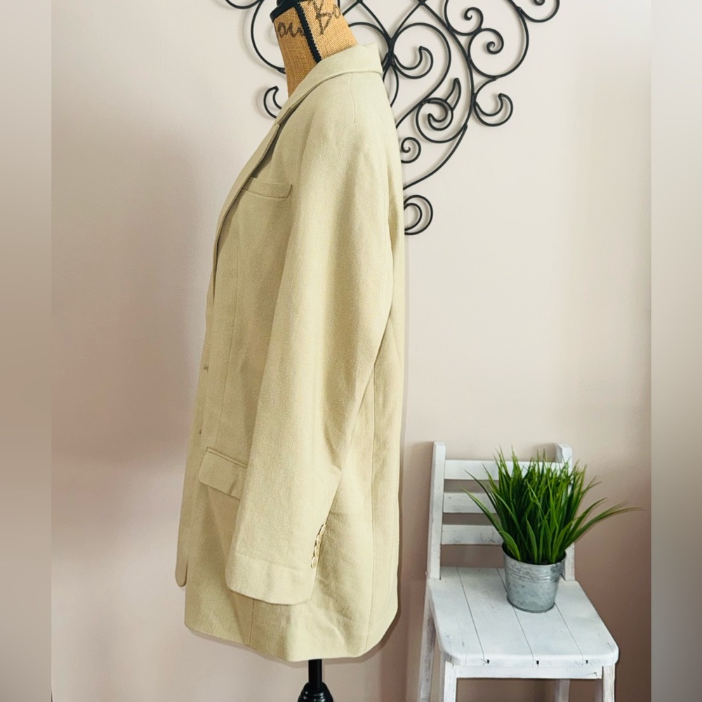 EXPRESS NEW $168 ELM GREEN LINEN BLEND OVERSIZED BOYFRIEND BLAZER SZ M MEDIUM - Picture 4 of 10
